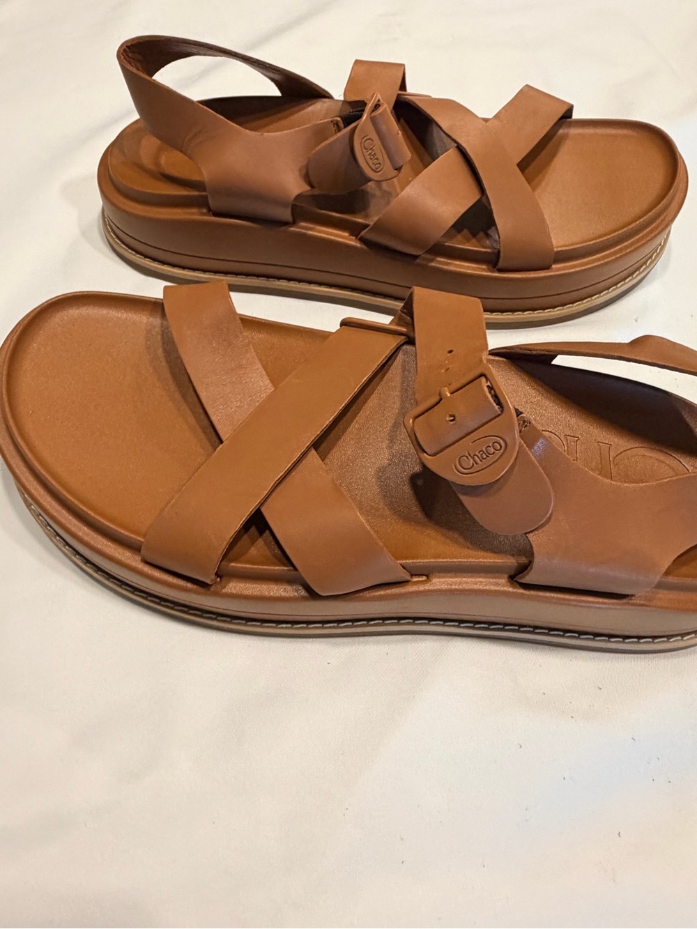 Chaco Townes Midform Leather Platform Sandals Cashew Brown Women’s Size 10 - Picture 5 of 9